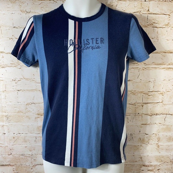Hollister Other - Hollister California Mens Size X Small Blue Stripe Spellout Logo Shirt Top